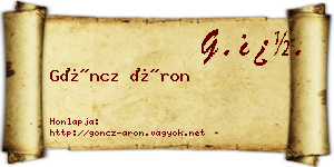 Göncz Áron névjegykártya